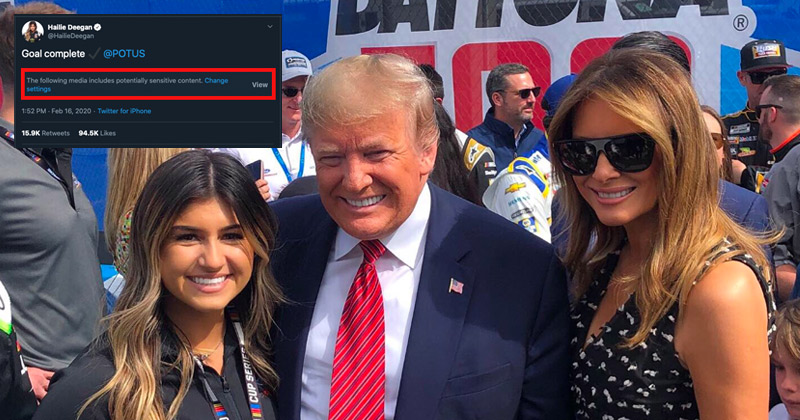 Twitter Censors Photo of 18-Year-old NASCAR Racer Posing with Trump