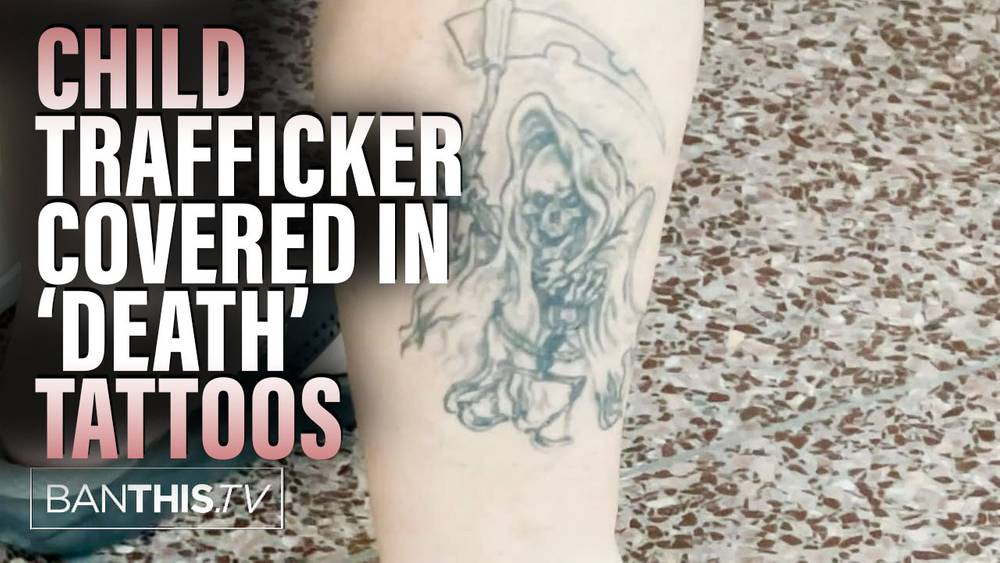 EXCLUSIVE VIDEO: Child Trafficker Covered in Cartel 'Death' Tattoos Caught on Camera