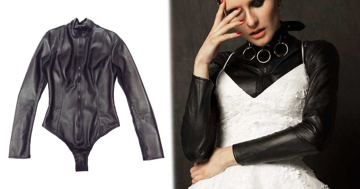 Peel Leather Bodysuit with Full Frontal Zip! Made-to-Order in NYC.