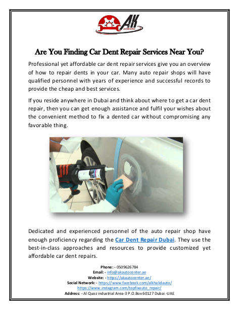 Are You Finding Car Dent Repair Services Near You | edocr