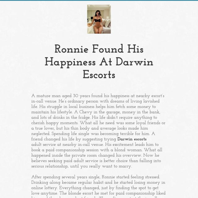 Ronnie Found His Happiness At Darwin Escorts