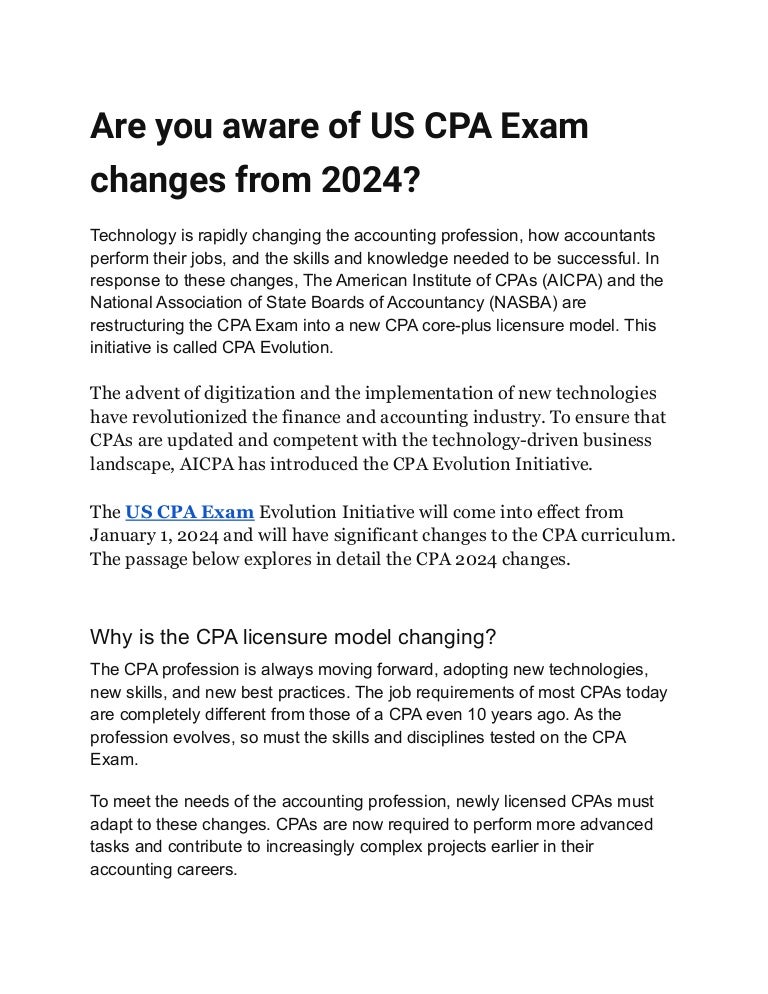 Are you aware of US CPA Exam changes from 2024.pdf
