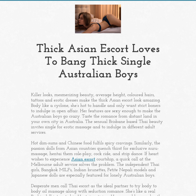 Thick Asian Escort Loves To Bang Thick Single Australian Boys