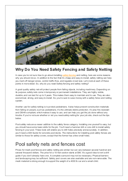 Why Do You Need Safety Fencing and Safety Netting | edocr