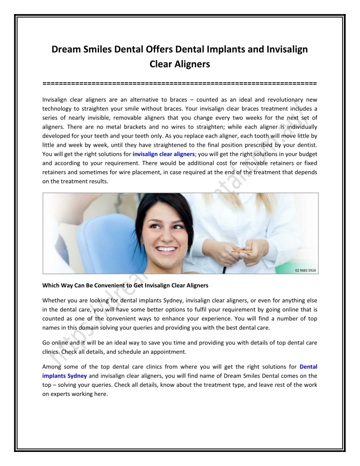 PPT - Dream Smiles Dental Offers Dental Implants and Invisalign Clear Aligners PowerPoint Presentation - ID:11589968