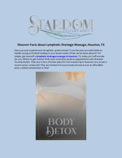 Discover Facts about Lymphatic Drainage Massage, Houston, TX | edocr