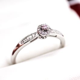 Vintage Pink Diamond Engagement Ring in White Gold