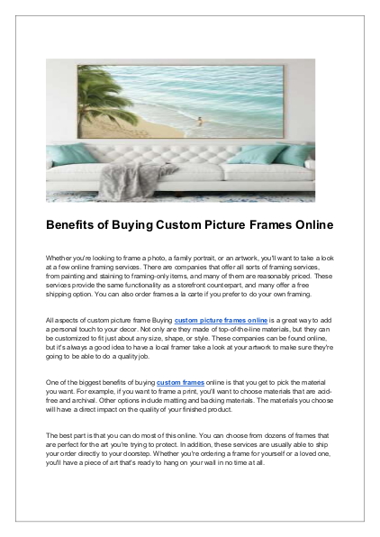 Benefits of Buying Custom Picture Frames Online