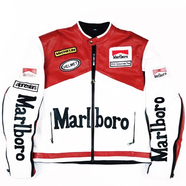 Vintage Marlboro Racing Leather Jacket | Marlboro Red & White Jacket