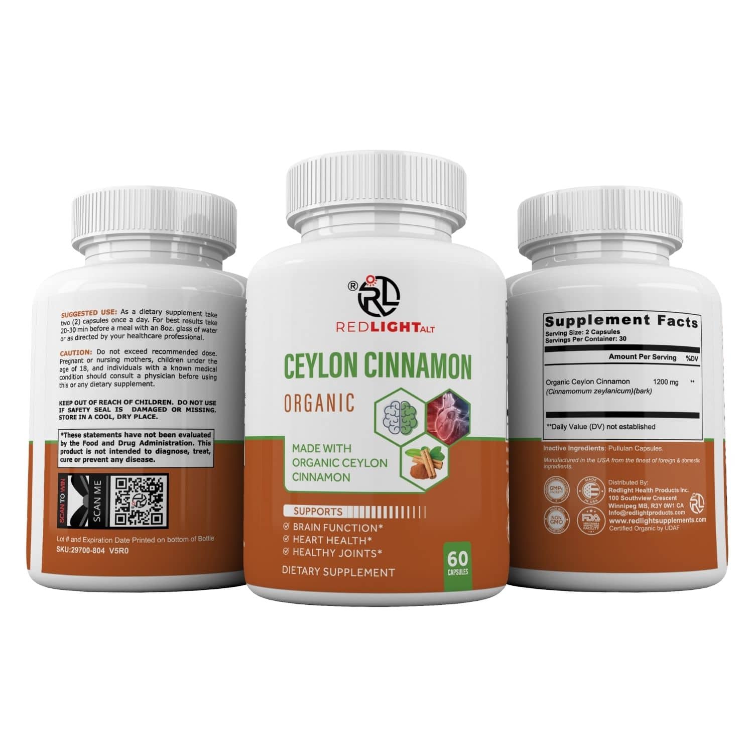 Organic Ceylon Cinnamon Capsules - Redlight Supplements