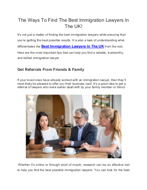 The Ways To Find The Best Immigration Lawyers In The UK! | edocr