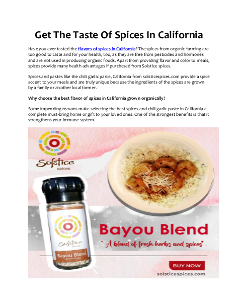 Get The Taste Of Spices In California | edocr