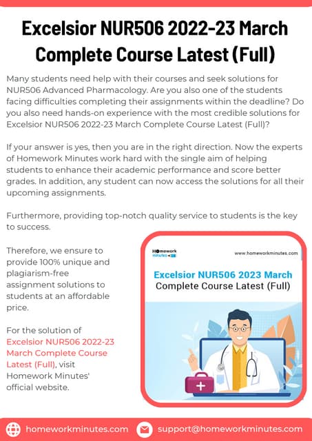 Excelsior NUR506 2022-23 March Complete Course Latest (Full)