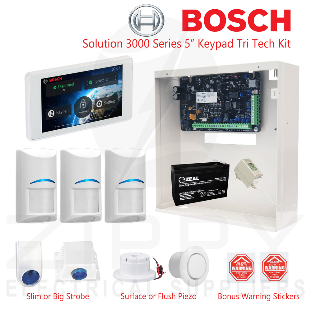 Bosch Alarm System, Bosch 3000 Series Alarm Kit with 5″ TouchOne & 3x TriTech Gen2 PIRS