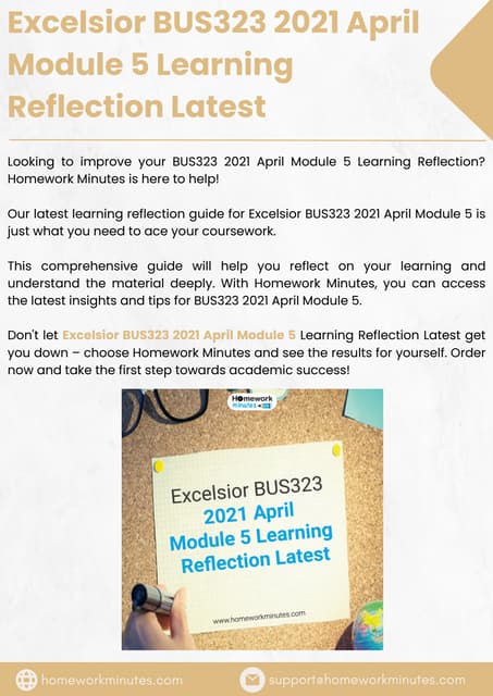 Excelsior BUS323 2021 April Module 5 Learning Reflection Latest