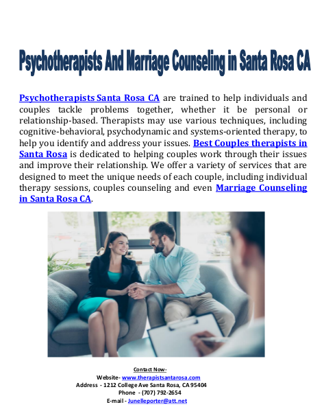 Psychotherapists and Marriage Counseling in Santa Rosa CA | edocr