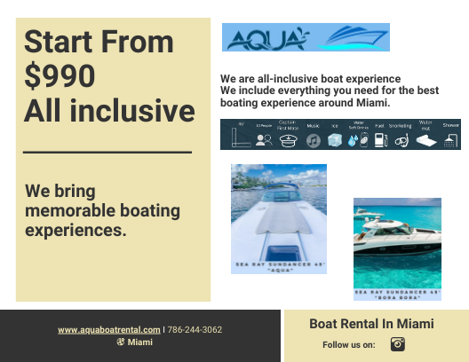 Boat Rental In Miami - by aquaboat rentals [Infographic]