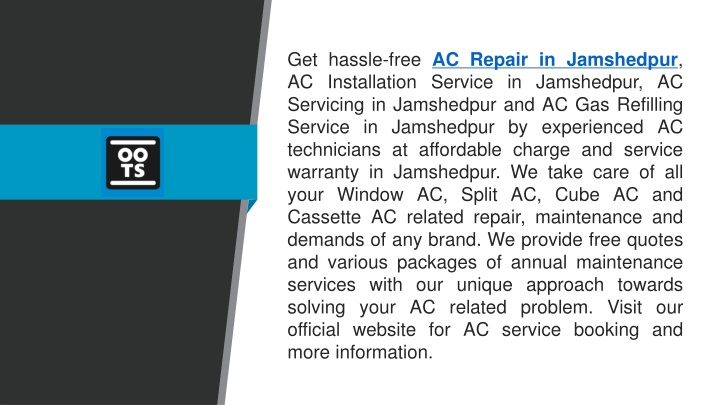 PPT - AC Repair In Jamshedpur  OOTS PowerPoint Presentation, free download - ID:12100863