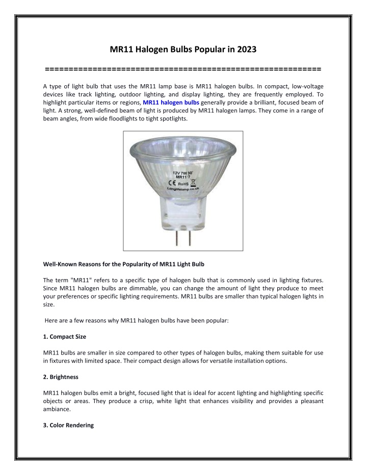PPT - MR11 Halogen Bulbs Popular in 2023 PowerPoint Presentation, free download - ID:12239912