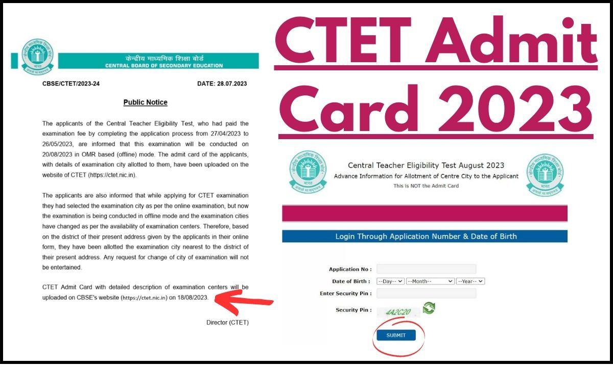 ctet.nic.in CTET Admit Card 2023: July Hall Ticket Direct Download Link