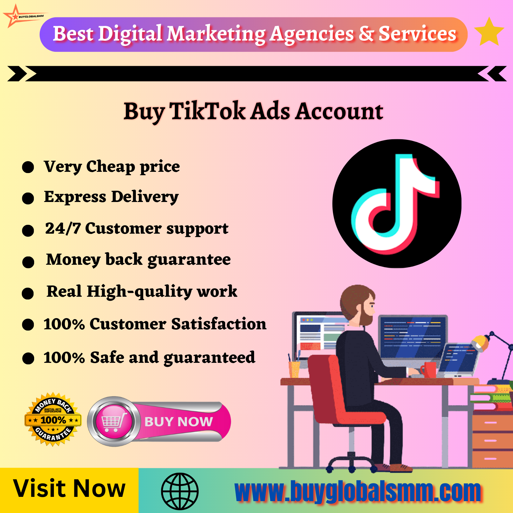 Buy TikTok Ads Account-100% trusted service, and cheap...