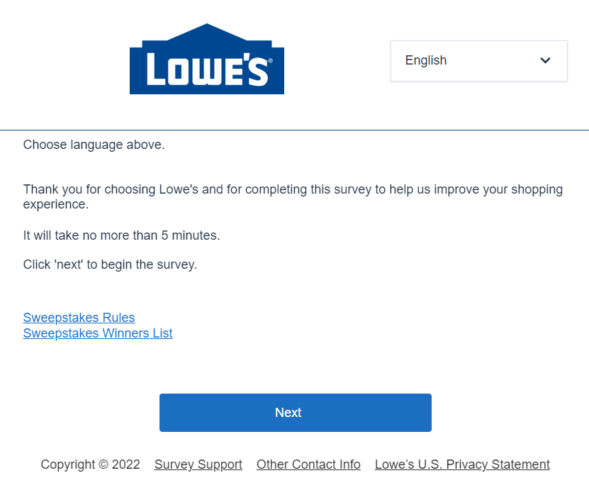 www.Lowes.com/Survey - Win $500 - Lowe's Survey