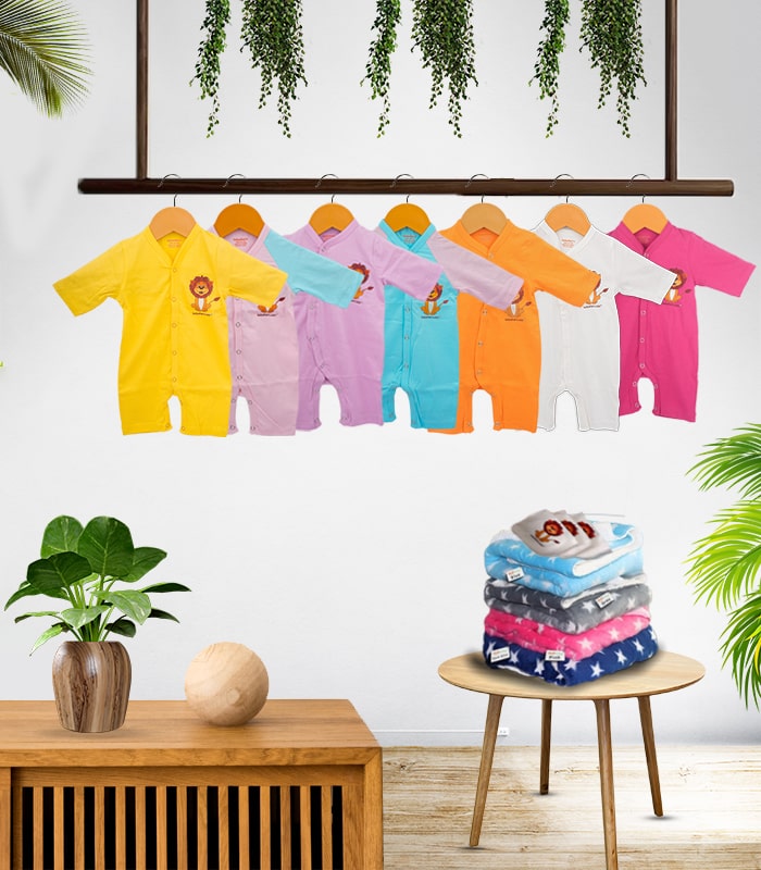 Buy Newborn Baby Gift Sets Online (1 Blanket | 7 Baby garments | 3 Baby towels)