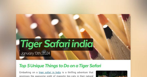 Tiger Safari india | Smore Newsletters