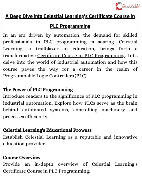 A Deep Dive into Celestial Learning's Certificate Course in PLC Programming