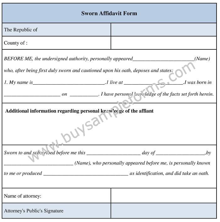 Sworn Affidavit Form Template Word Format Download