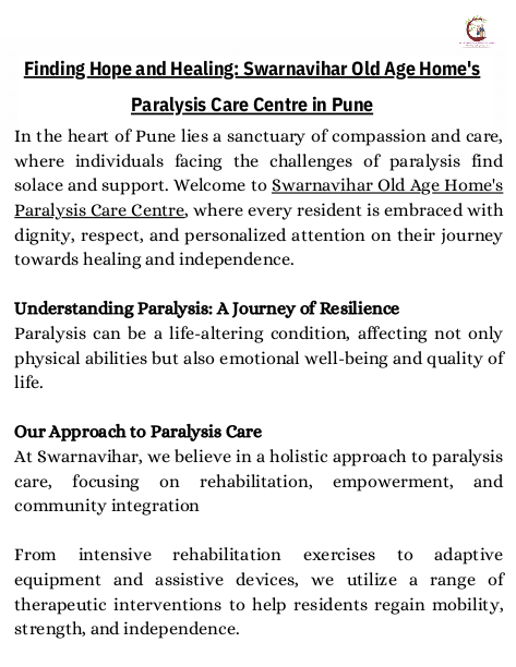 Finding Hope and Healing Swarnavihar Old Age Home's Paralysis Care Centre in Pune (1)
