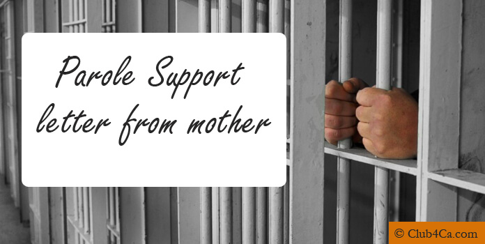 Sample Parole Support Letter from Mother Format