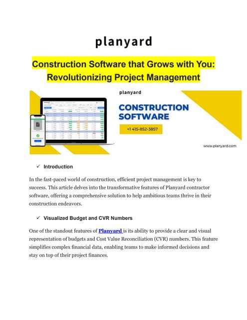 Construction Software that Grows with You: Revolutionizing Project Management | PDF