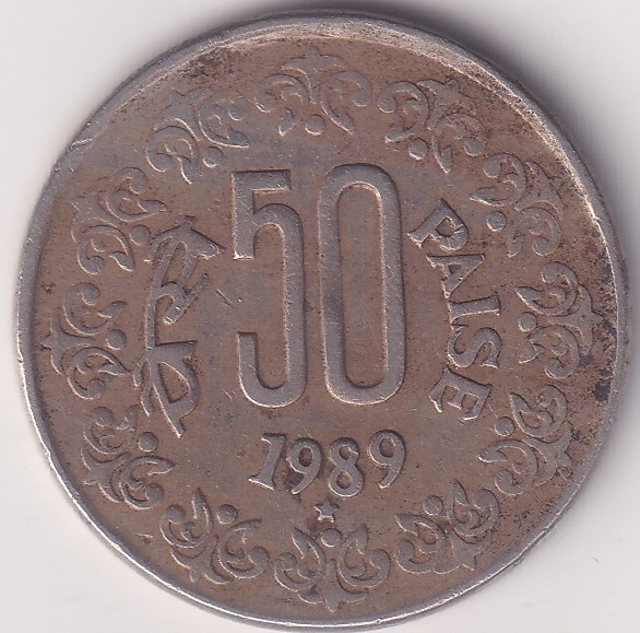 50 Paise 1989 of India Hyderabad Mint Copper Nickel Rare Coin | RN Coins
