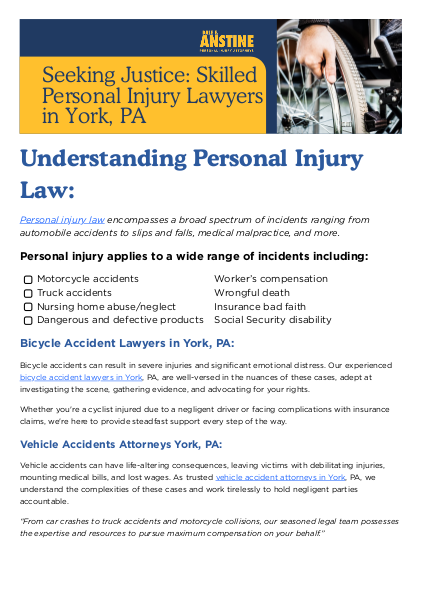Seeking Justice Skilled Personal Injury Lawyers in York, PA