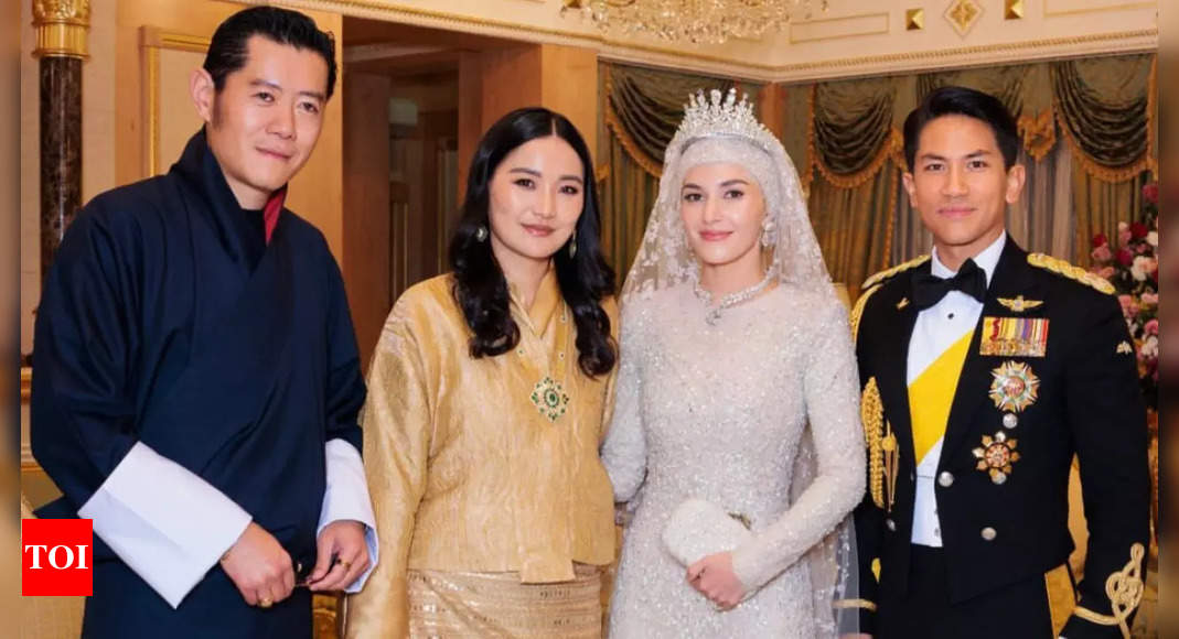 Bhutan’s king and queen attend royal wedding reception of Brunei prince in custom-made outfits by Manav Gangwani - Times of India