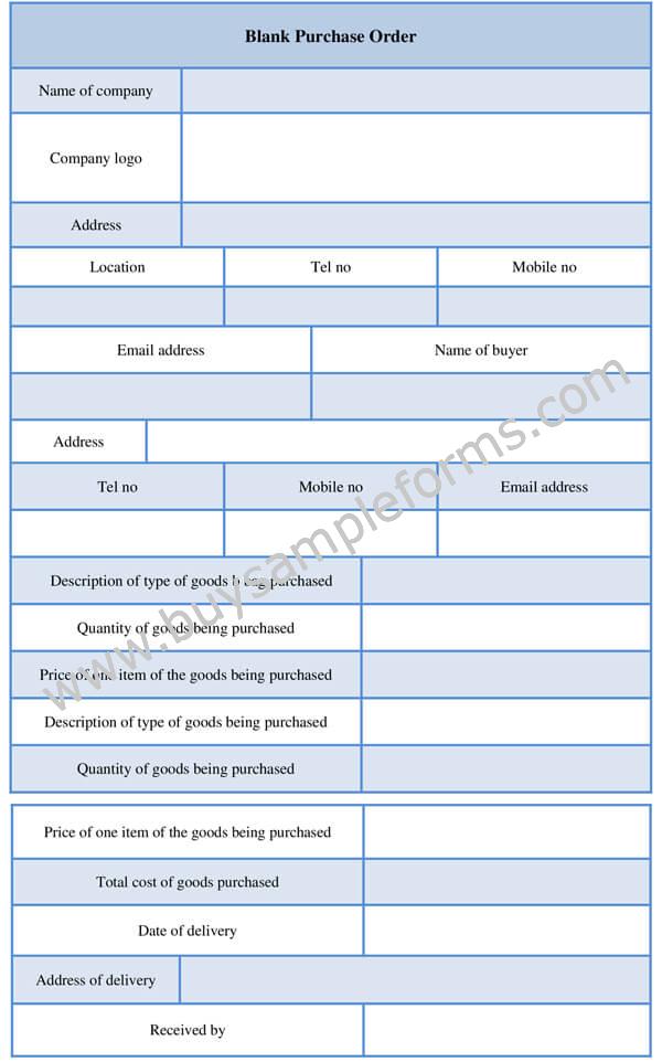 Printable Blank Purchase Order Form Template [in Word, PDF]