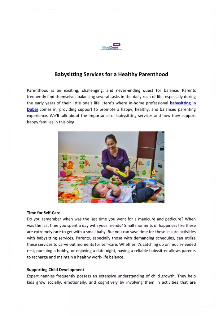 Babysitting Services for a Healthy Parenthood