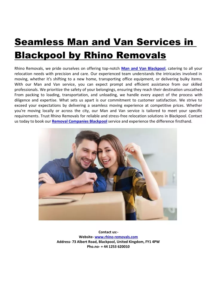 PPT - Seamless Man and Van Services in Blackpool by Rhino Removals PowerPoint Presentation - ID:13078576