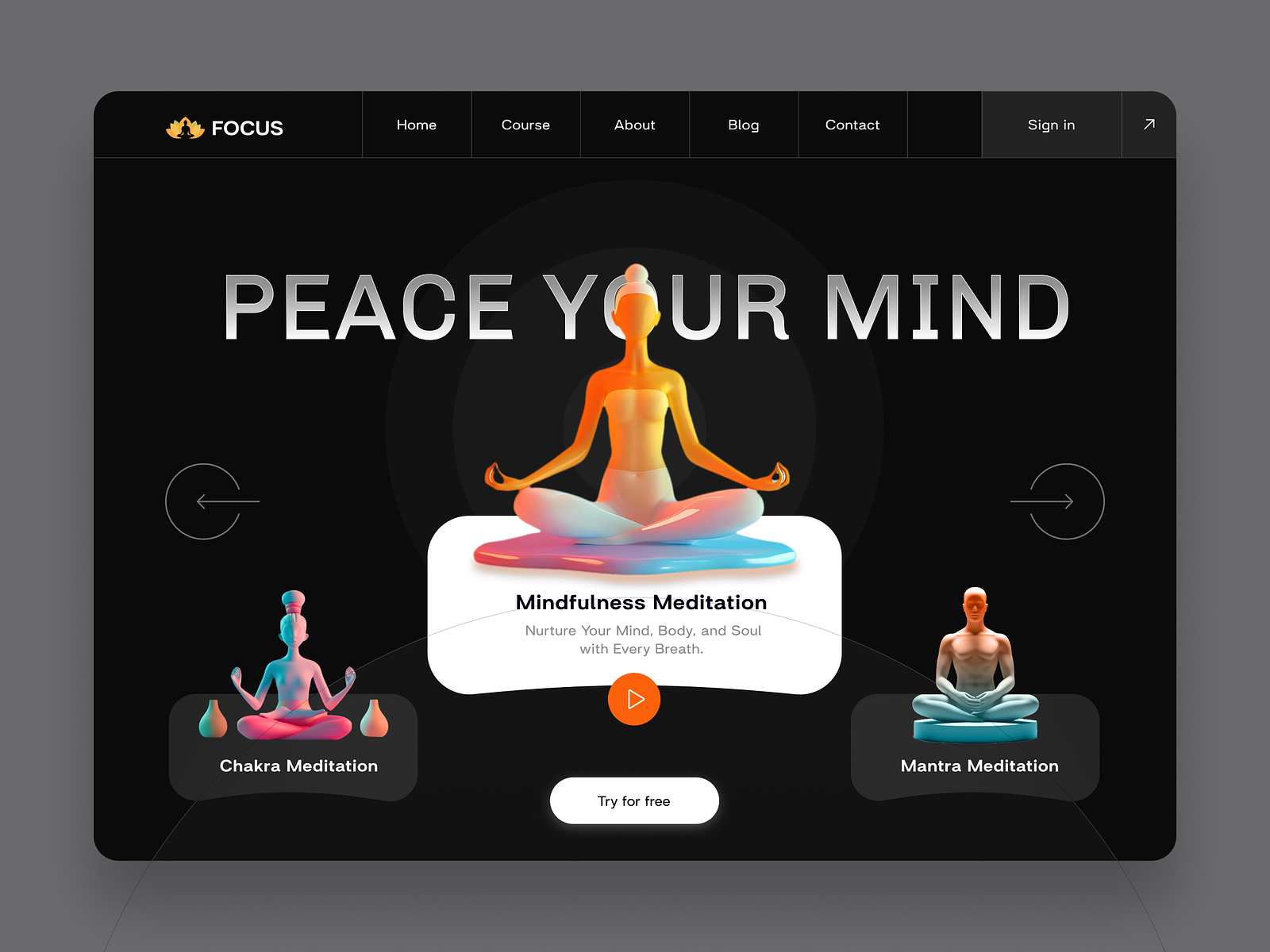 Mindfulness Web UI Design