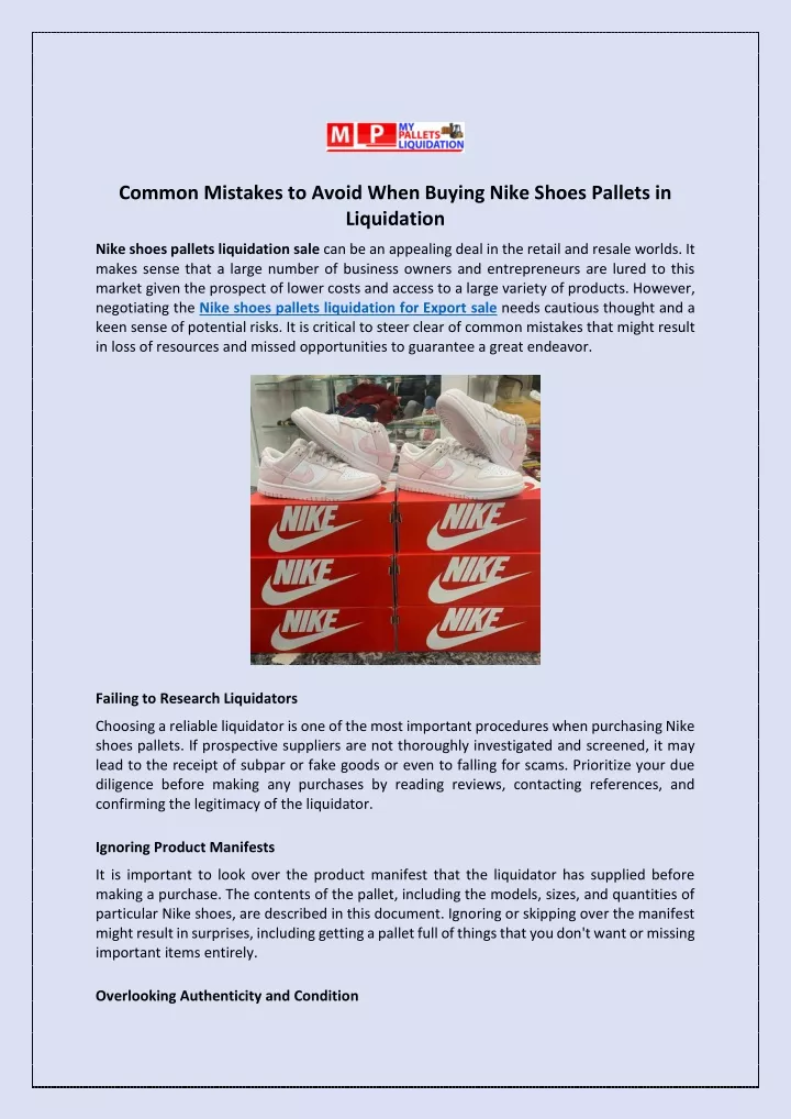 Common Mistakes to Avoid When Buying Nike Shoes Pallets in Liquidation