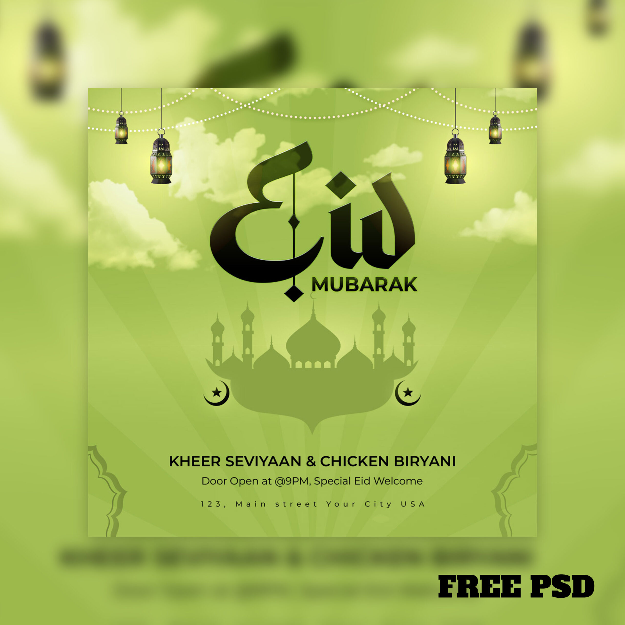 Free | Eid Mubarak Post - PsdCloudy