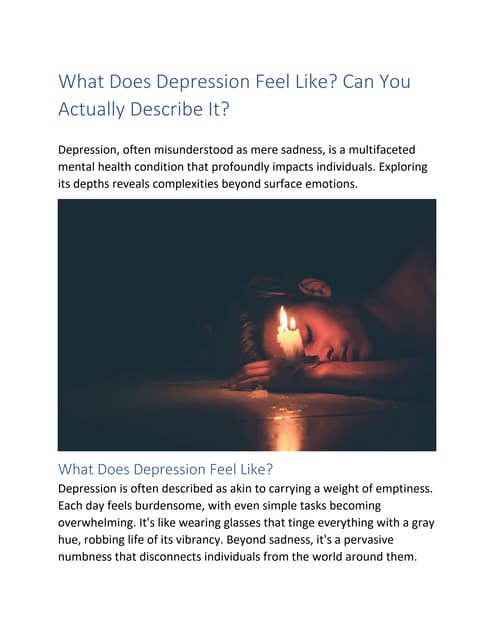 What Does Depression Feel Like? Can You  Actually Describe It?