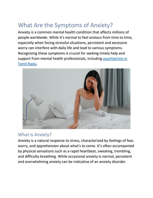 What Are the Symptoms of Anxiety........ | PDF
