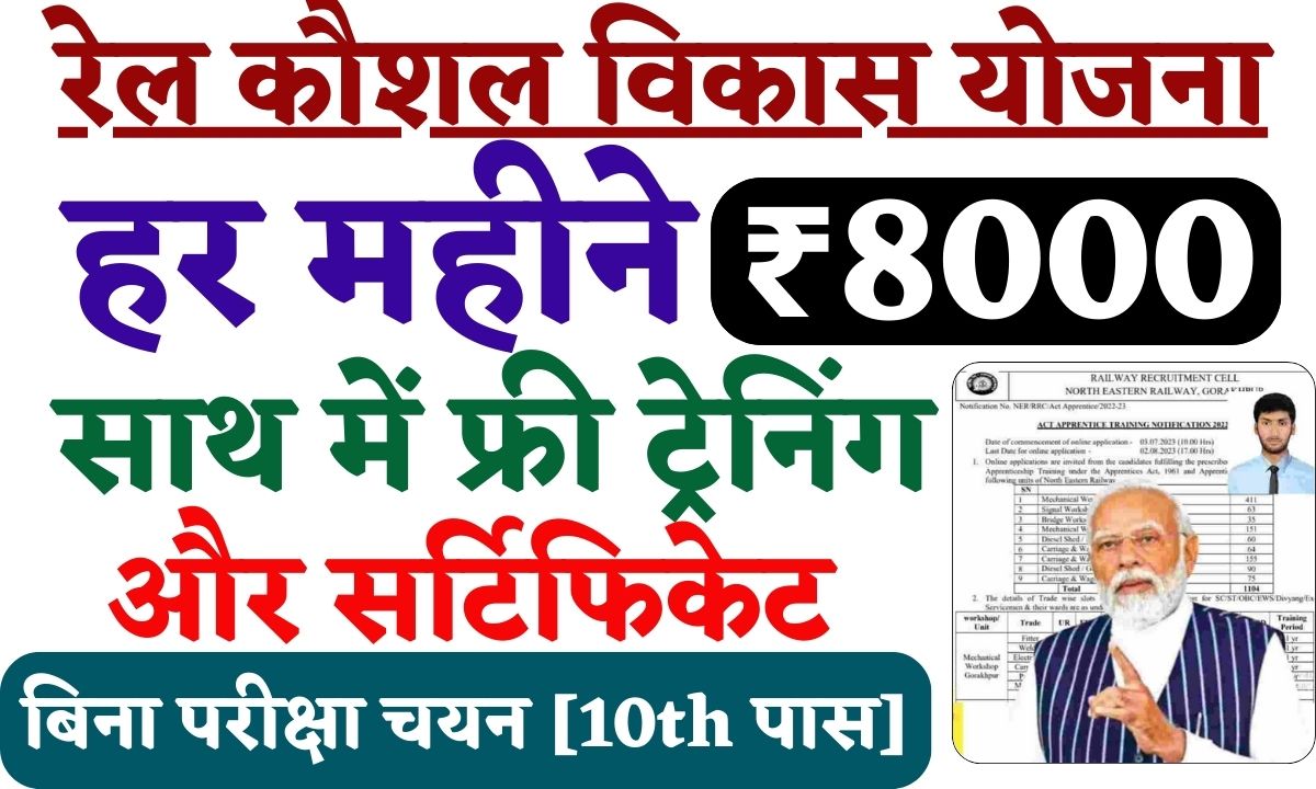 Rail Kaushal Vikas Yojana Online Form 2024: हर महीने ₹8 हज़ार+ फ्री ट्रेनिंग + सर्टिफिकेट, बिना परीक्षा चयन, योग्यता 10th पास - Bharat News