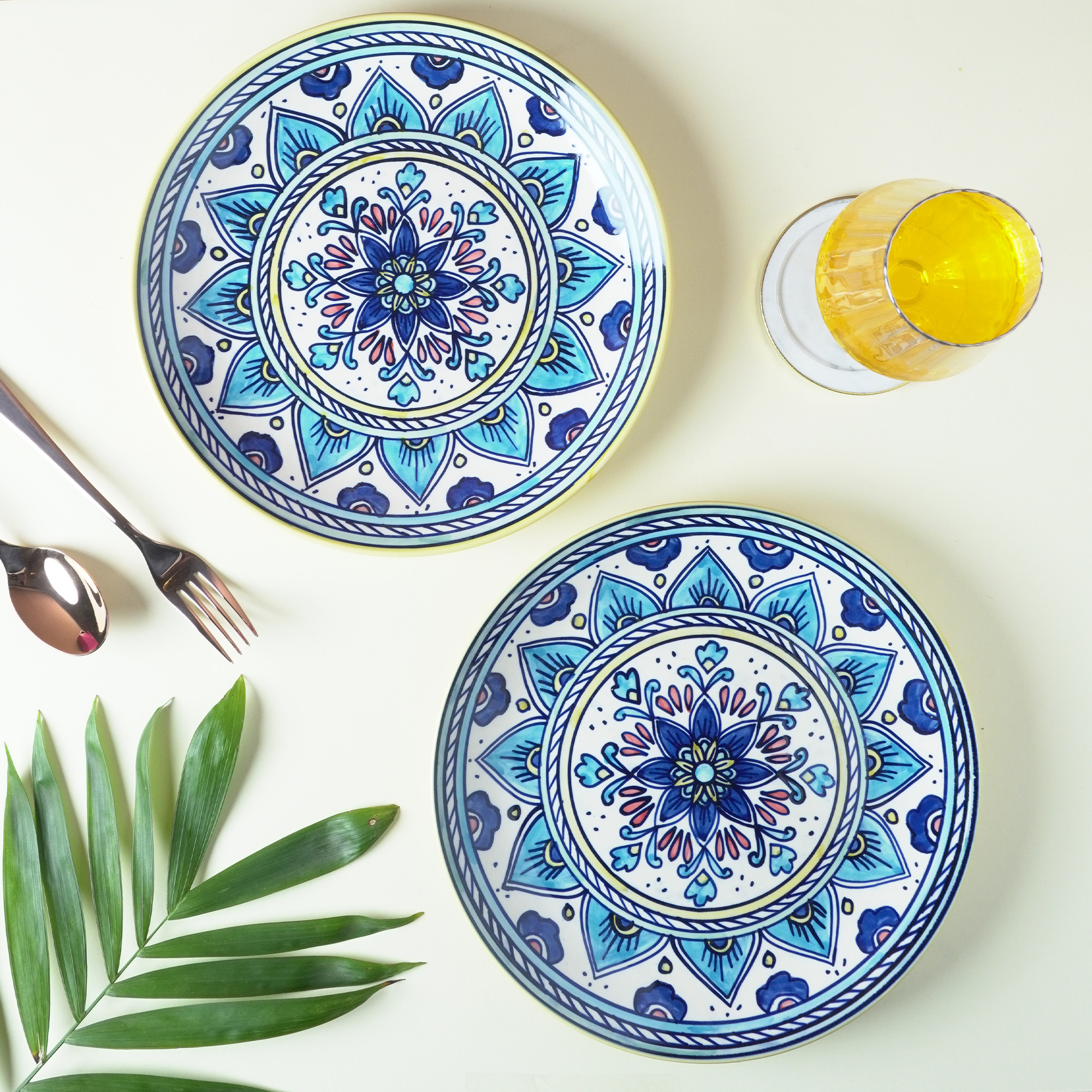 Ceramic Blue Mandala Quarter Side Plate | House of Mishka
