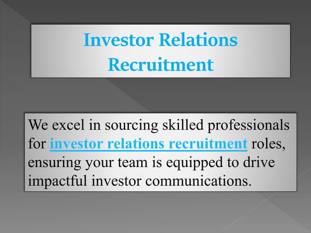 Investor Relations Recruitment - ReithGordon | PPT