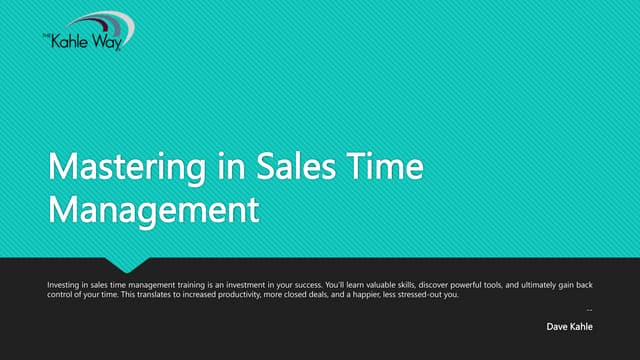 Mastering in Sales Time Management Training.pptx