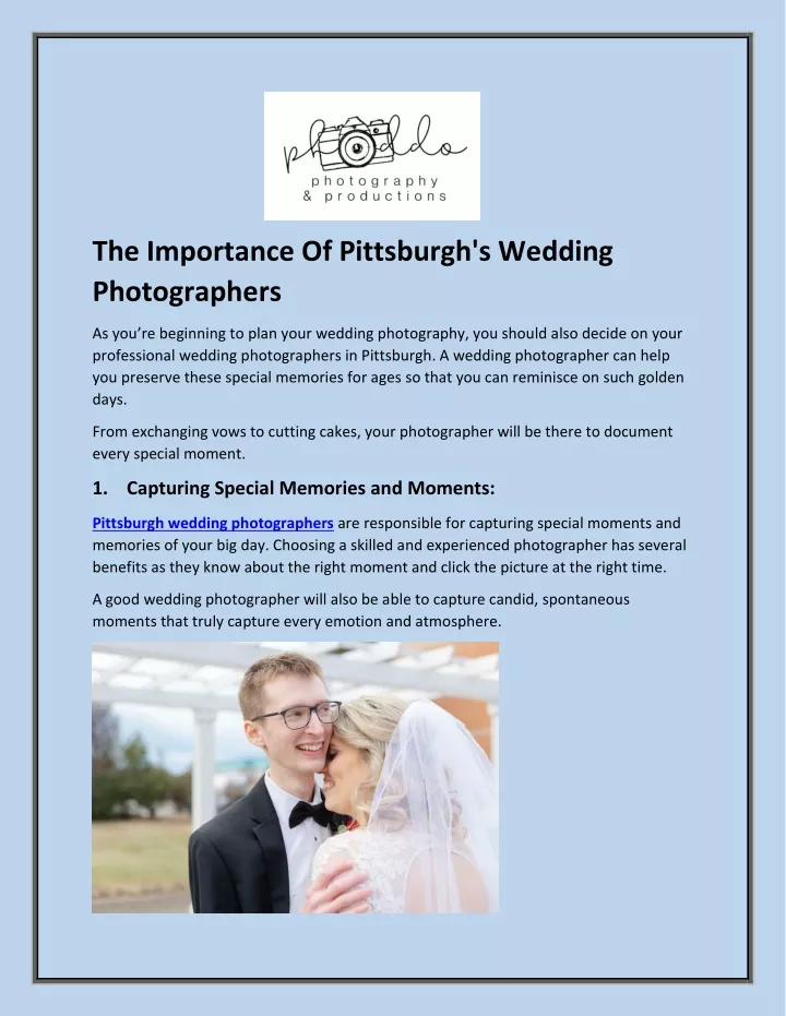 PPT - The Importance Of Pittsburgh's Wedding Photographers PowerPoint Presentation - ID:13296378