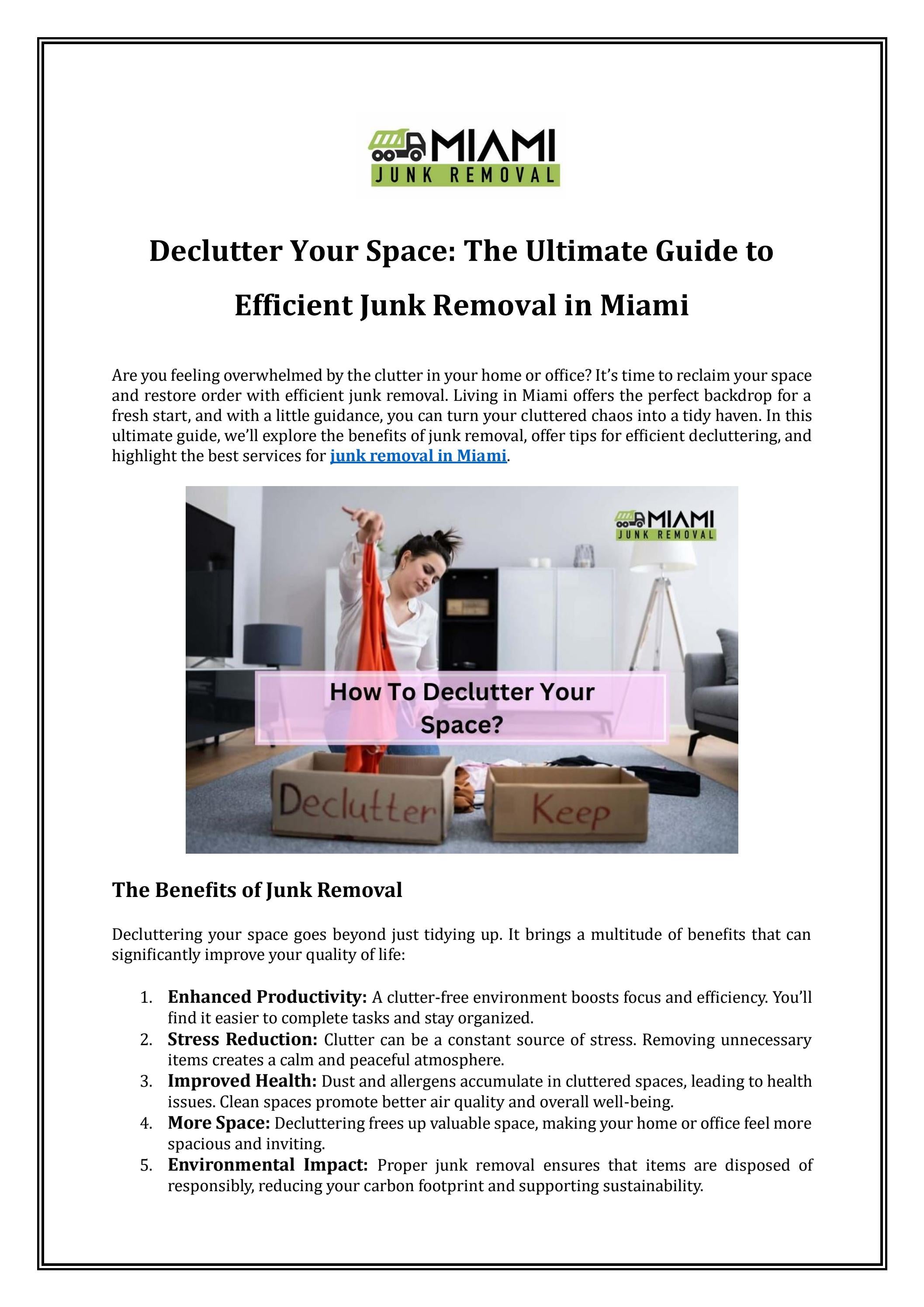 Declutter Your Space: The Ultimate Guide to Efficient Junk Removal in Miami